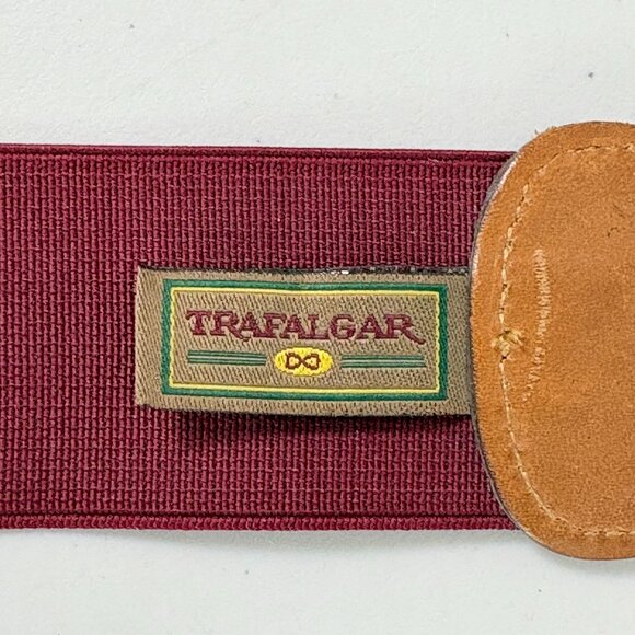 Trafalgar Suspenders Green Burgundy Brown Leather Braces Gold - Picture 3 of 8